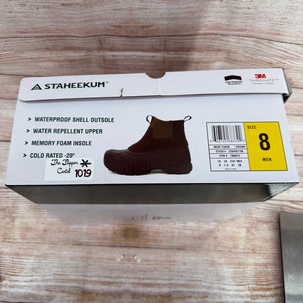 Staheekum Mens Yukon Brown Waterproof Winter Boots‎ Cold Rated -20F Size 8 NEW